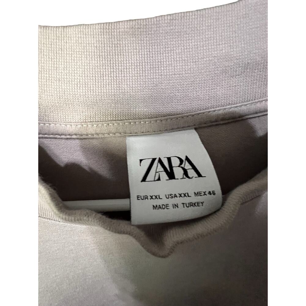 Zara Mens Pullover Long Sleeve Sweatshirt Mock Neck Size XXL Beige Gray - Picture 3 of 3